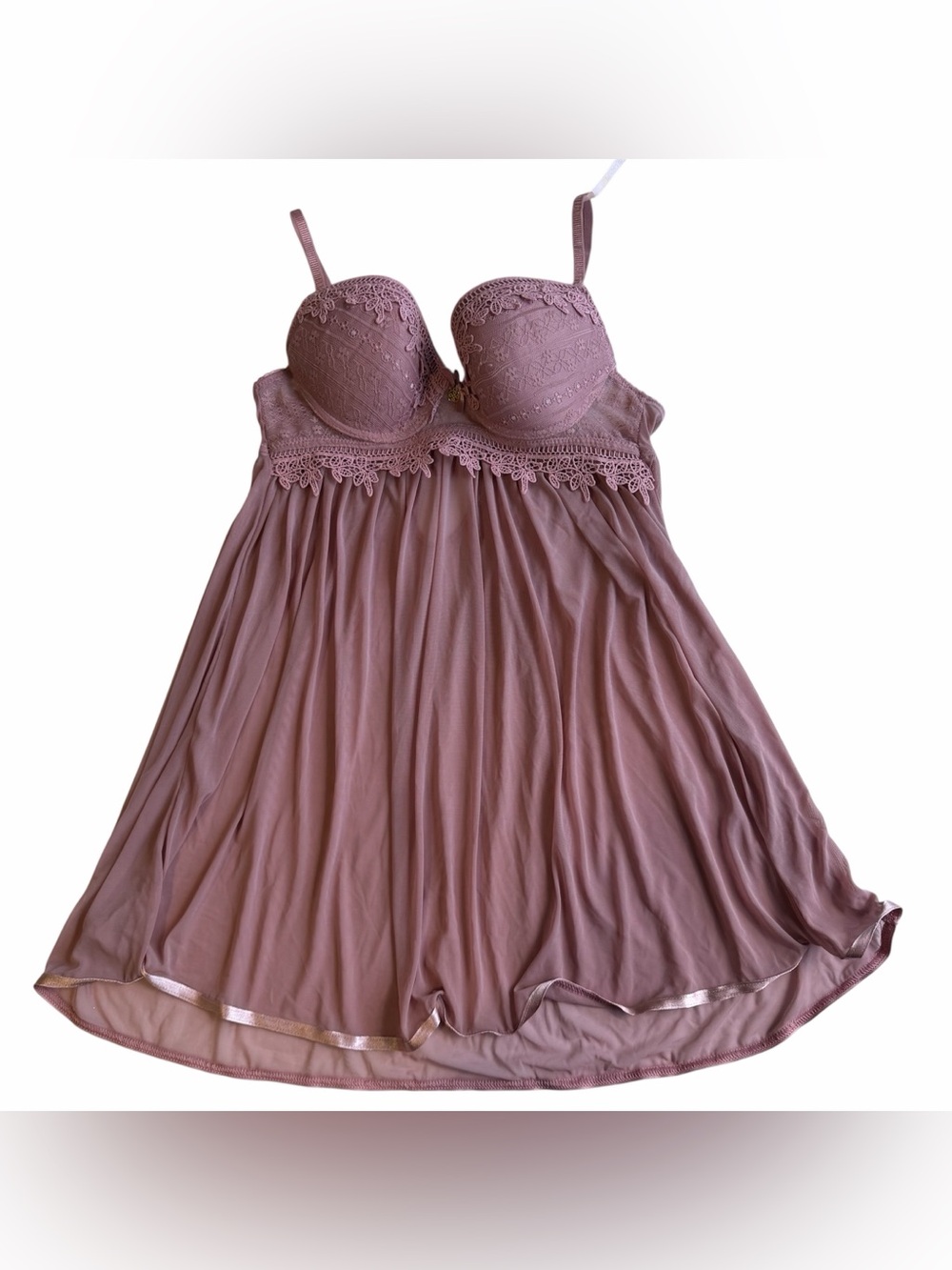 Daisy Fuentes Lace-Trim Babydoll Nightie in Mauve